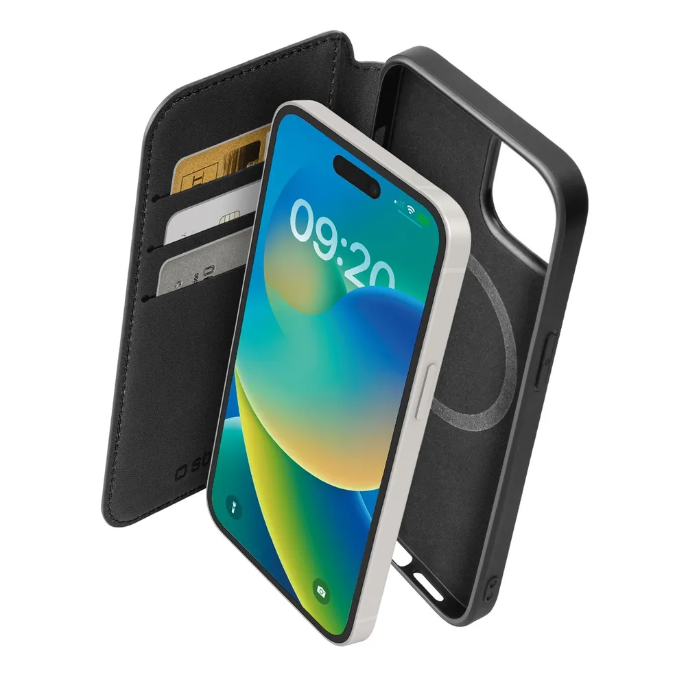 Aufklappbare Hülle kompatibel mit MagSafe iPhone 15 Pro Max Schwarz