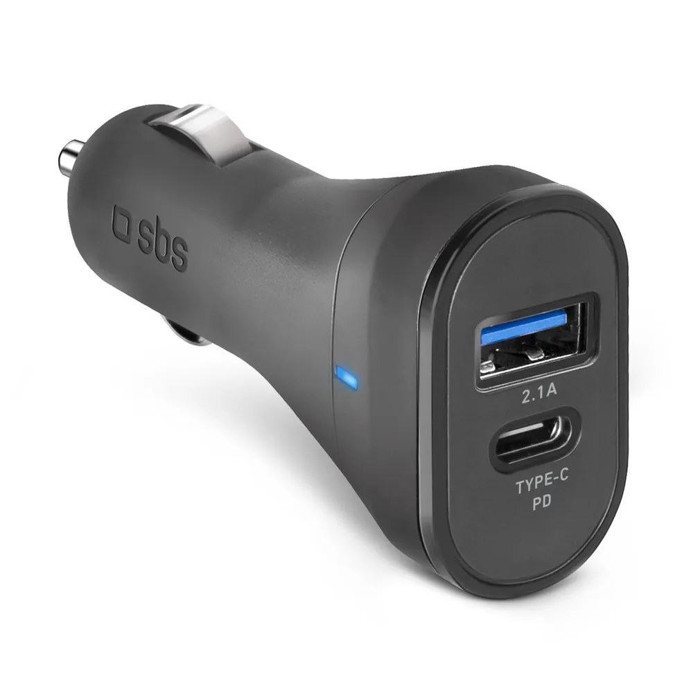 Autoladegerät, USB-C und USB-A, 15 W, 3.1 A, Schwarz
