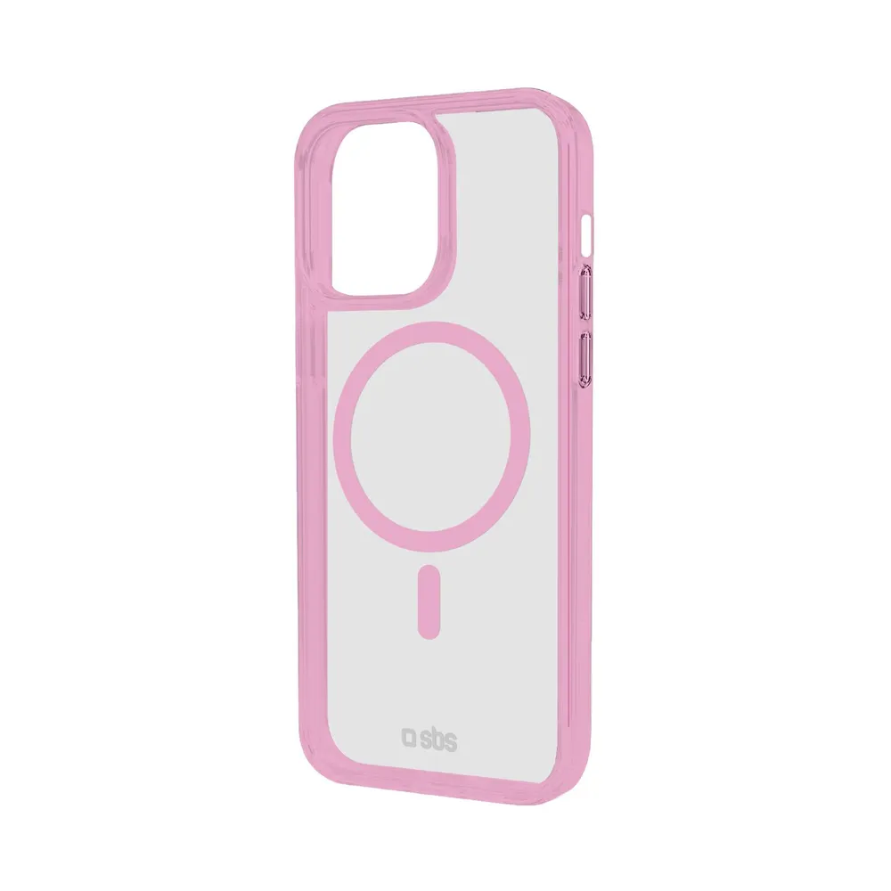 Case für iPhone 15 Plus mit farbigen Rändern, kompatibel mit MagSafe Aufladung, Rosa