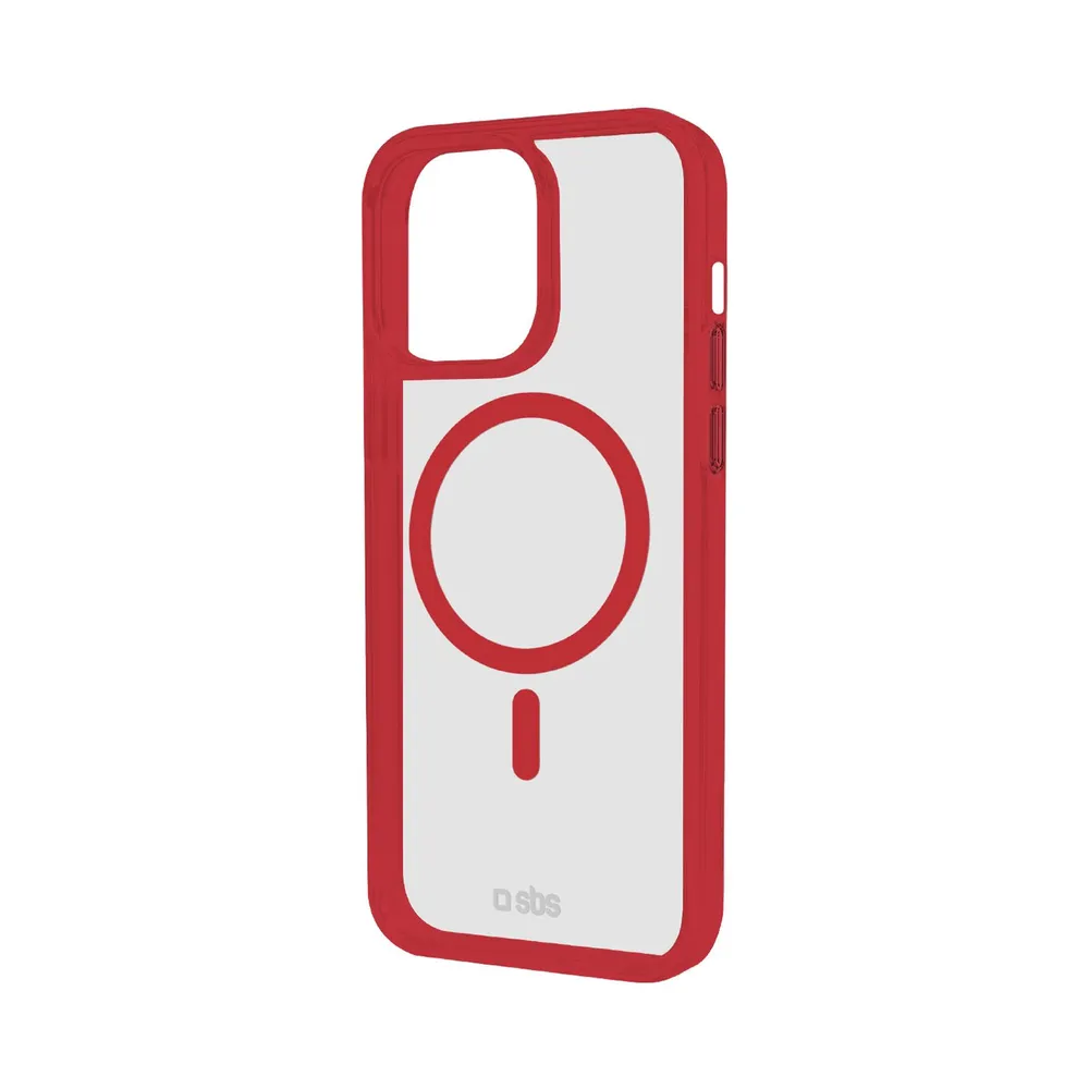 Case für iPhone 15 Pro Max mit farbigen Rändern, kompatibel mit MagSafe Aufladung, Red