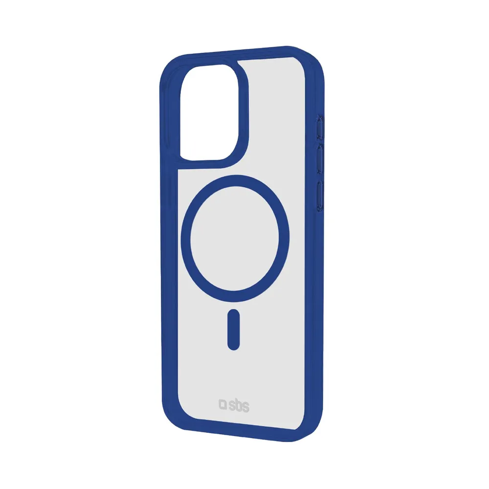 Case für iPhone 15 Pro Max mit farbigen Rändern, kompatibel mit MagSafe Aufladung, Blau