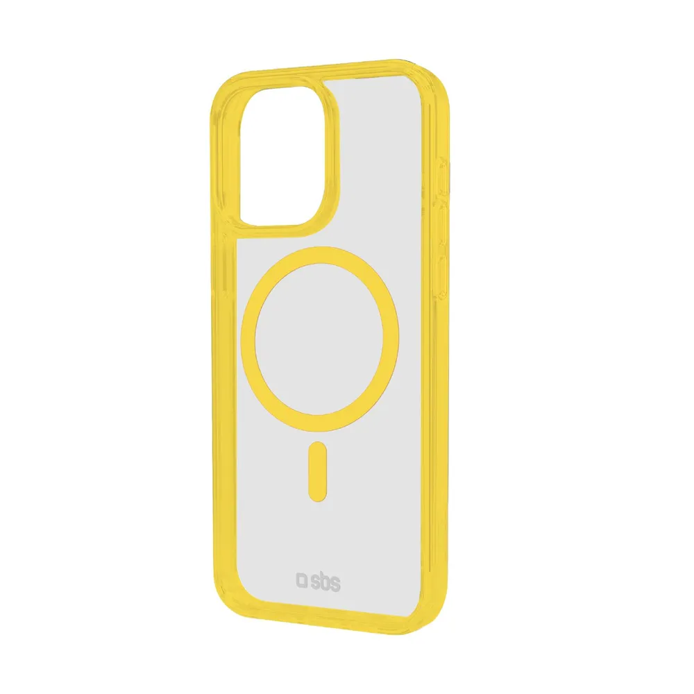 Case für iPhone 15 Pro Max mit farbigen Rändern, kompatibel mit MagSafe Aufladung, Gelb