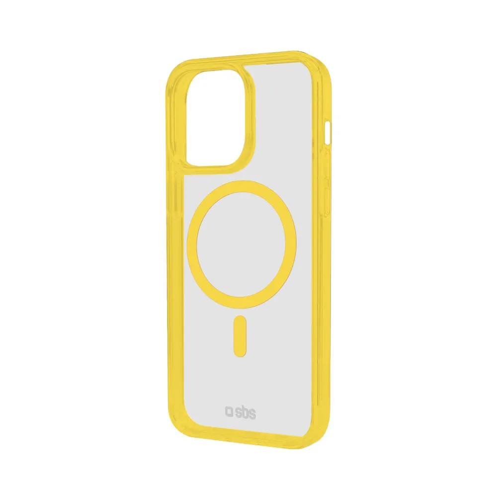 Case für iPhone 15 Pro mit farbigen Rändern, kompatibel mit MagSafe Aufladung, Gelb