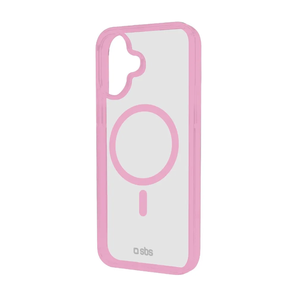 Case für iPhone 16 mit farbigen Rändern, kompatibel mit MagSafe Aufladung, Rosa