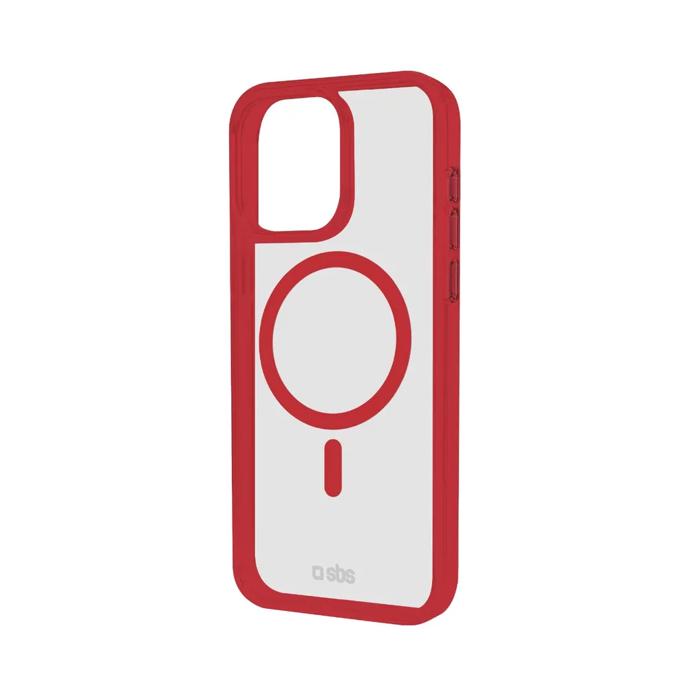 Case für iPhone 16 Pro Max mit farbigen Rändern, kompatibel mit MagSafe Aufladung, Red