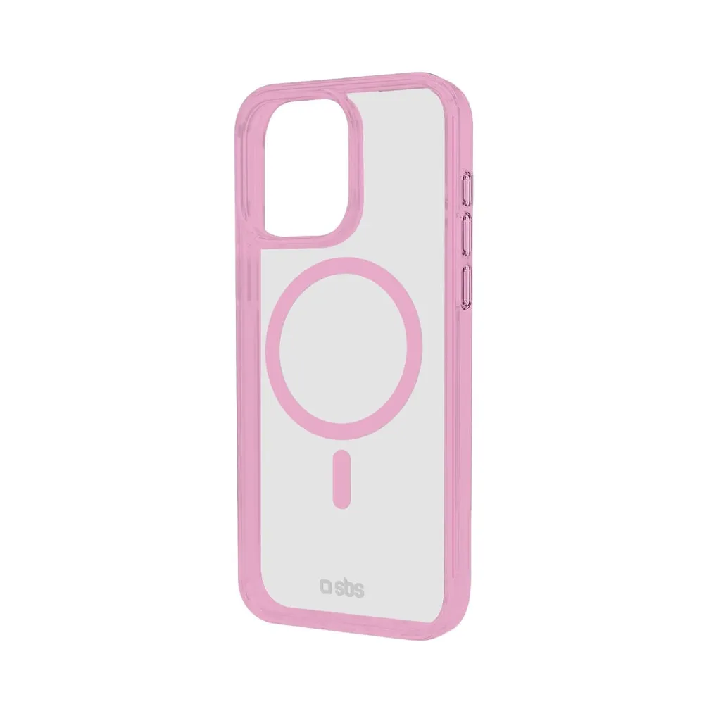 Case für iPhone 16 Pro mit farbigen Rändern, kompatibel mit MagSafe Aufladung, Rosa