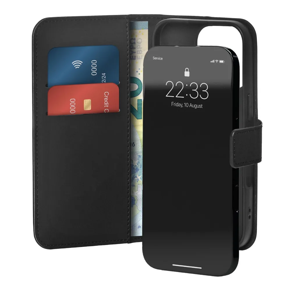 Case Wallet Stand for iPhone 16 Pro, Schwarz Handyhülle