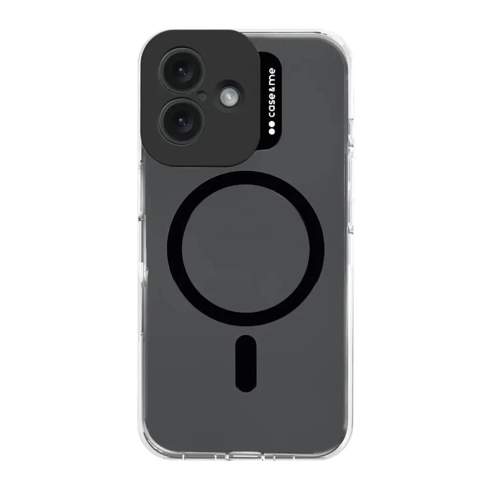 Transparente Hülle, kompatibel mit MagSafe-Aufladung für iPhone 16 Plus, Schwarz