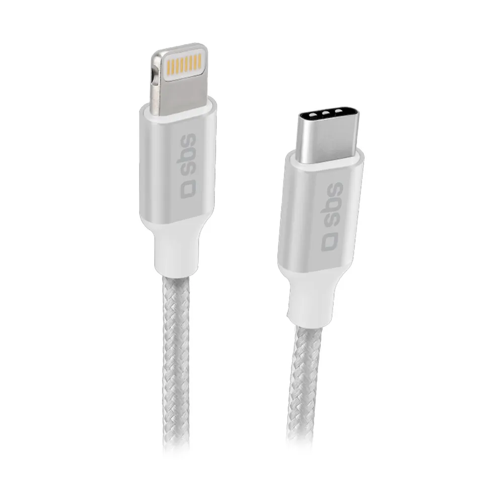 Daten- und Ladekabel, USB-C auf Lightning, 1 m, Silber