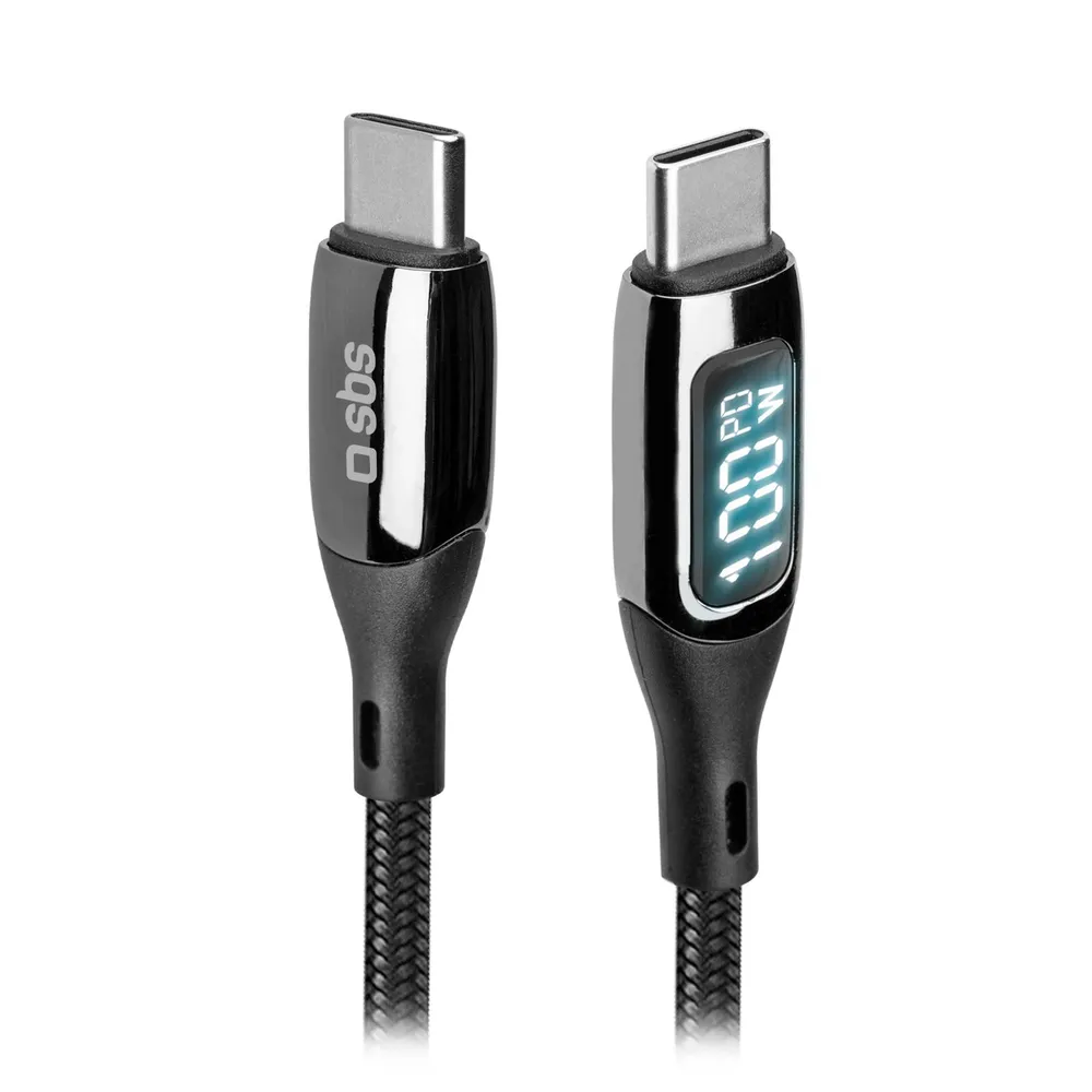 Daten- und Ladekabel, USB-C auf USB-C, 1 m, Schwarz