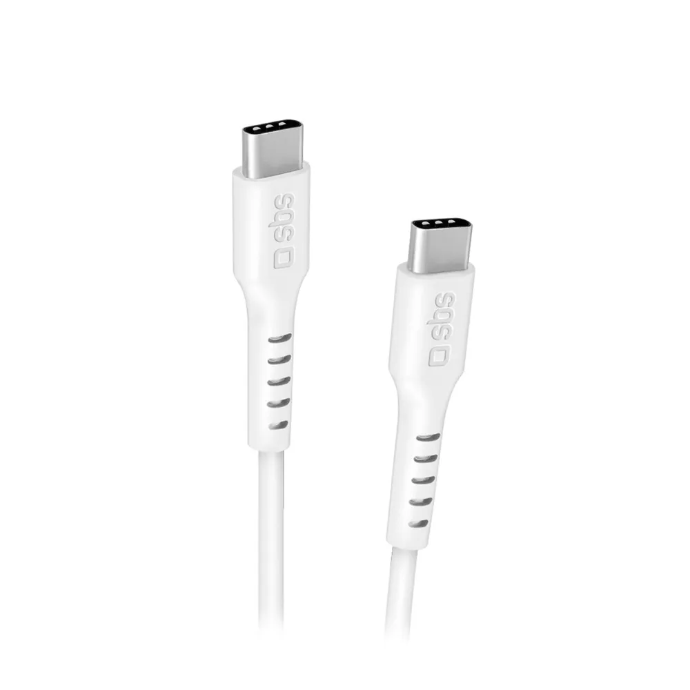 Daten- und Ladekabel, USB-C auf USB-C, 2 m, Weiß