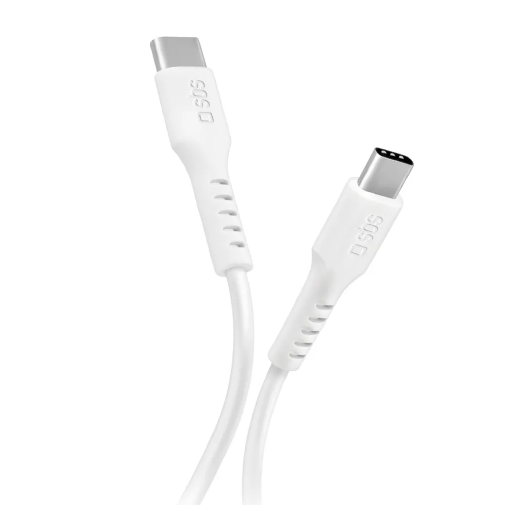Daten- und Ladekabel USB-C auf USB-C mit 1 Meter Länge, weiß