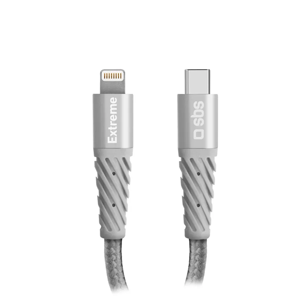 Extrem widerstandsfähiges USB-C-auf-Lightning-Kabel in Aramidfaser Grau