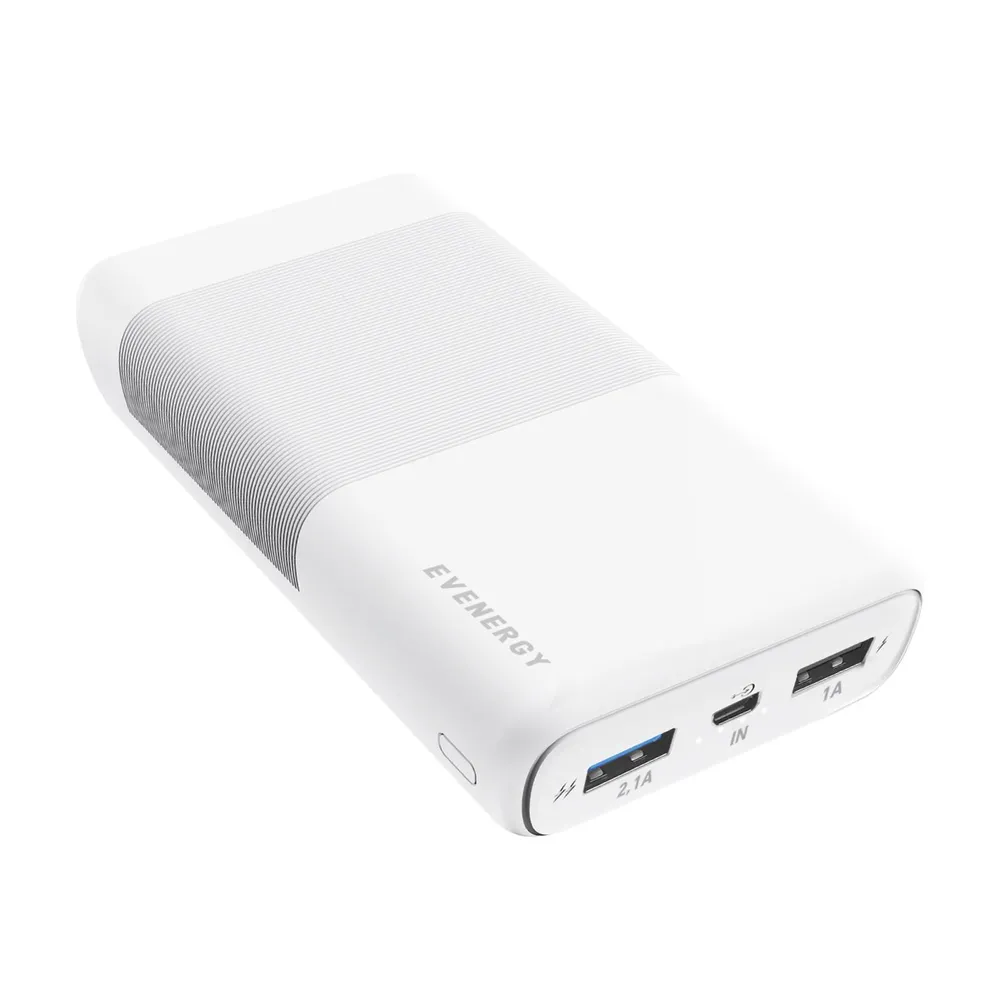 Fast Charge Power Bank 20.000 mAh mit 2 USB-Ports, Weiß