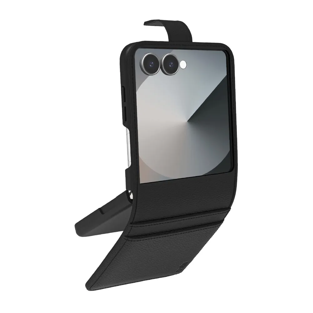 Flipcase mit Magnetverschluss und Kartenhalter für Samsung Z Flip 7, Schwarz