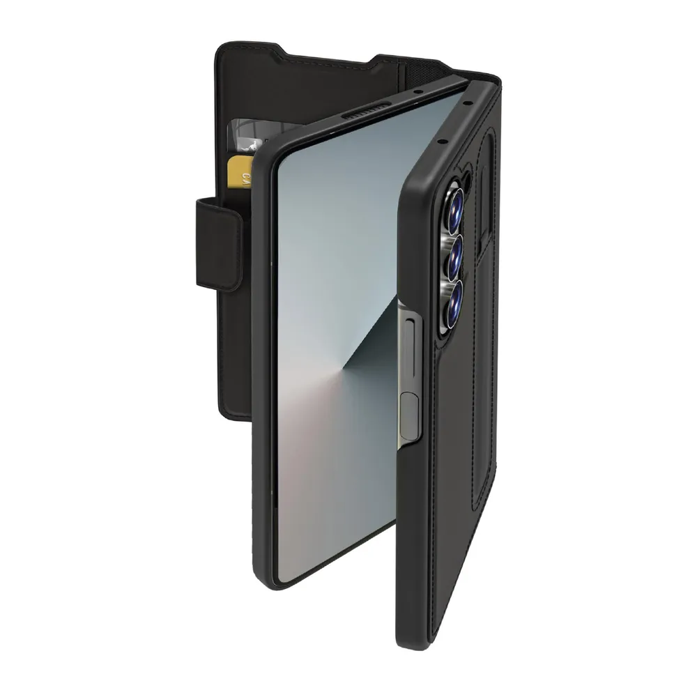 Foldcase mit Magnetverschluss und Kartenhalter für Samsung Z Fold 7, Schwarz