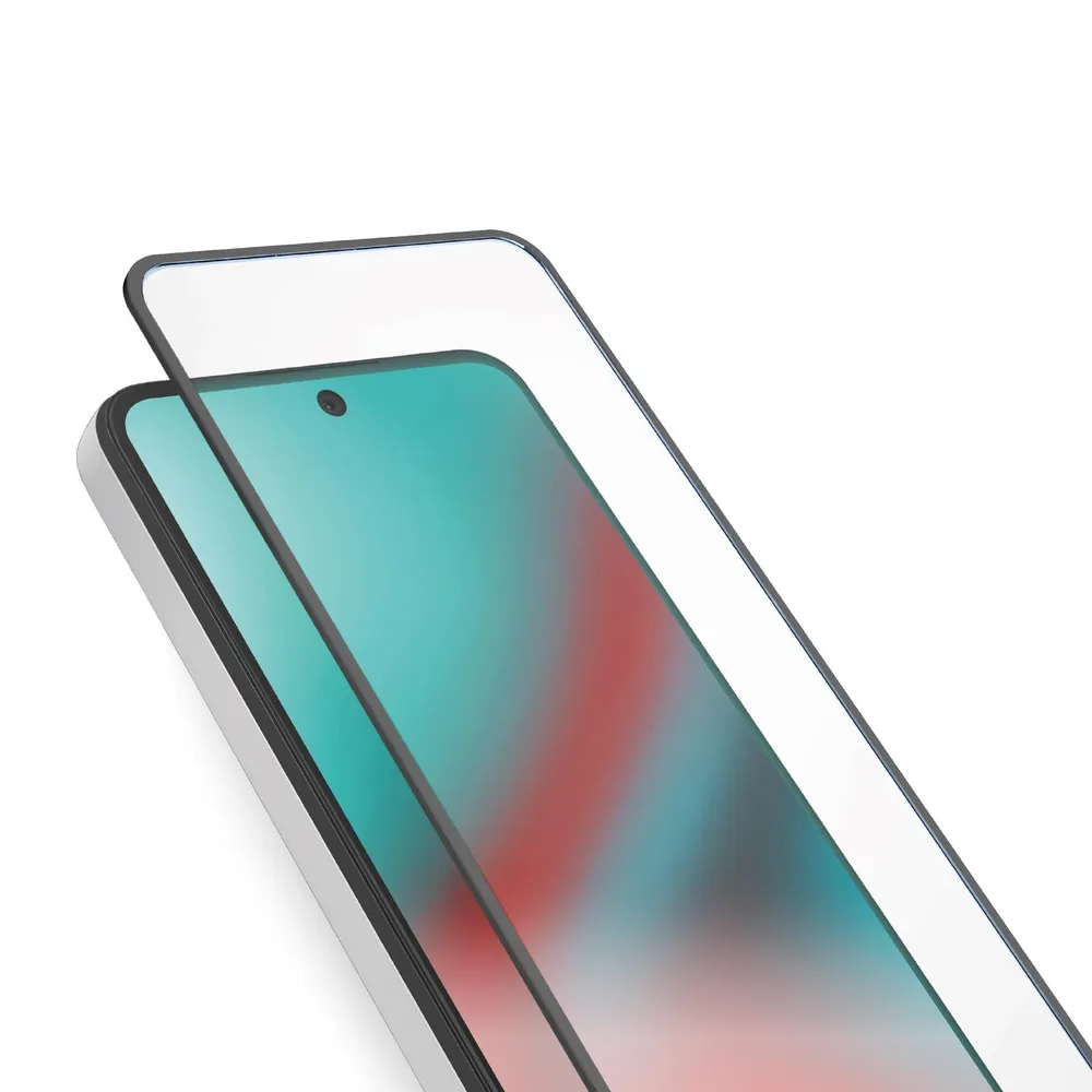 Hülle aus gehärtetem Glas mit schwarzen Silikonrändern für Samsung Galaxy S24+