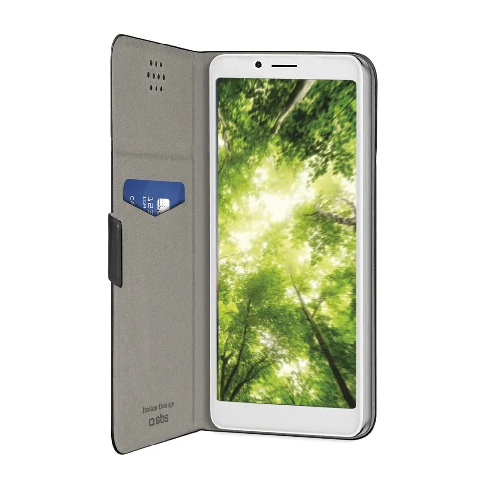 "Hülle Bookslim Universal für Smartphones bis zu 6,8"" (170x80mm max), Schwarz"