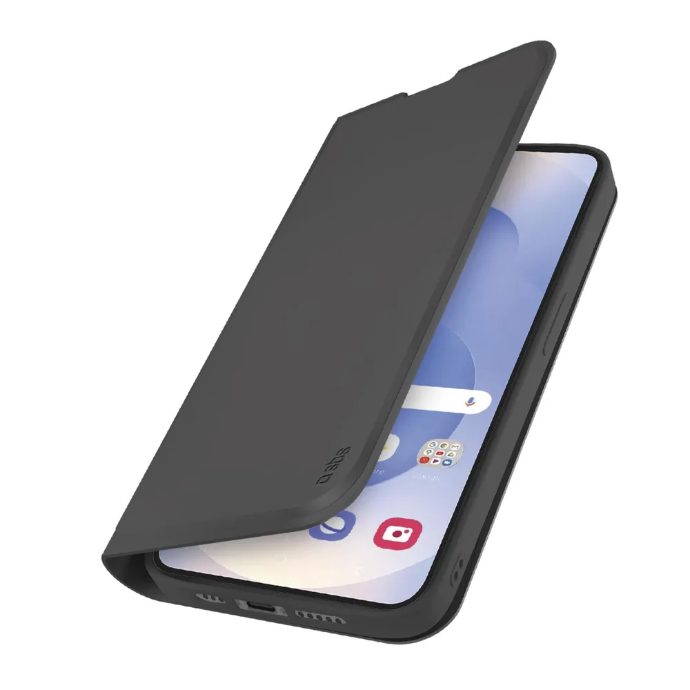 Klapphülle mit Ständer und Soft-Touch-Oberfläche für das Samsung Galaxy S25 Edge, Schwarz