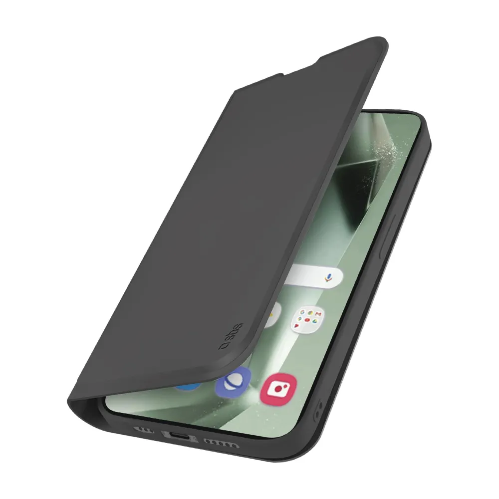 Klapphülle mit Ständer und Soft-Touch-Oberfläche für das Samsung Galaxy S24 FE, Schwarz