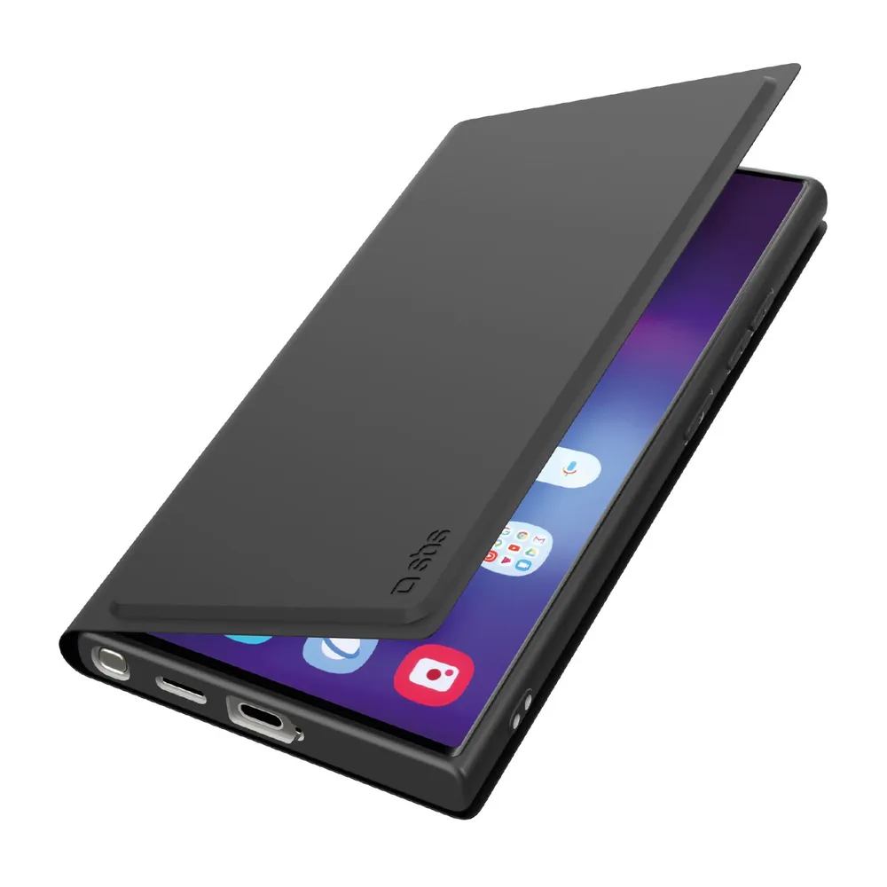 Klapphülle mit Ständer und Soft-Touch-Oberfläche für das Samsung Galaxy S25 Ultra, Schwarz