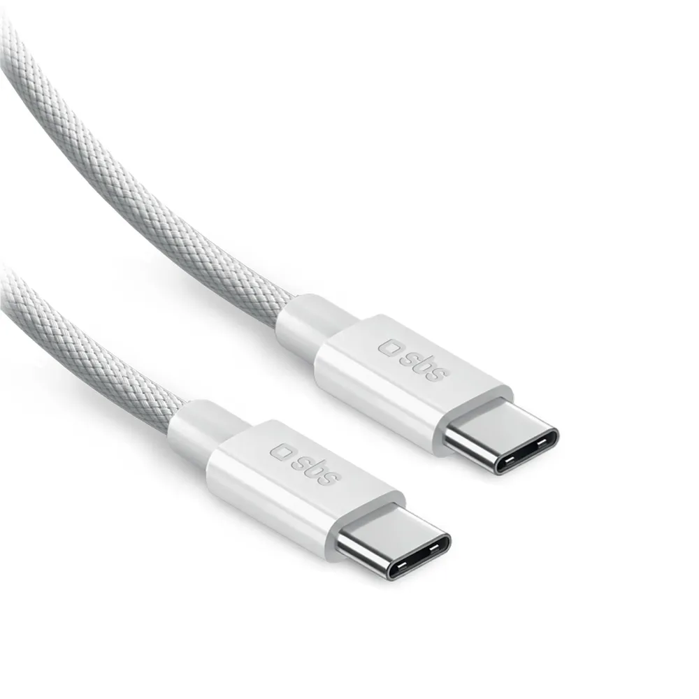 USB-C auf USB-C Kabel USB-C 2.0 Lade- und Datenkabel 240W 2 Meter aus geflochtenem, verhedderungsfreiem Nylon, Weiß