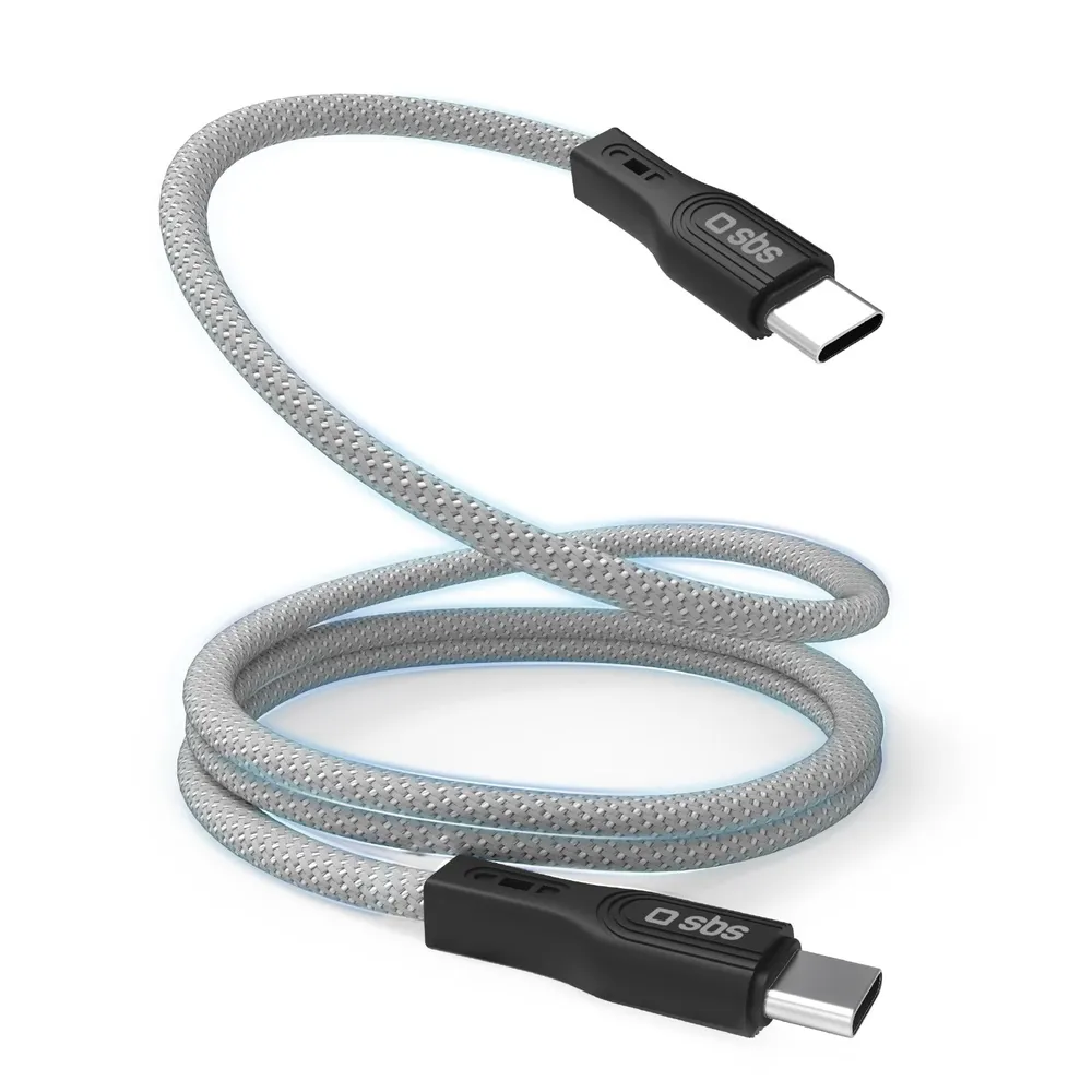 Magnetisches USB-C-auf-USB-C-Kabel, 1 Meter Schwarz, Silber