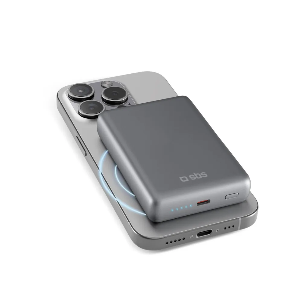 Powerbank 10.000 mAh kompatibel mit MagSafe, Grau
