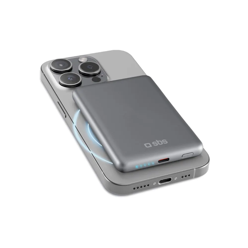 Powerbank 5000 mAh kompatibel mit MagSafe, Grau