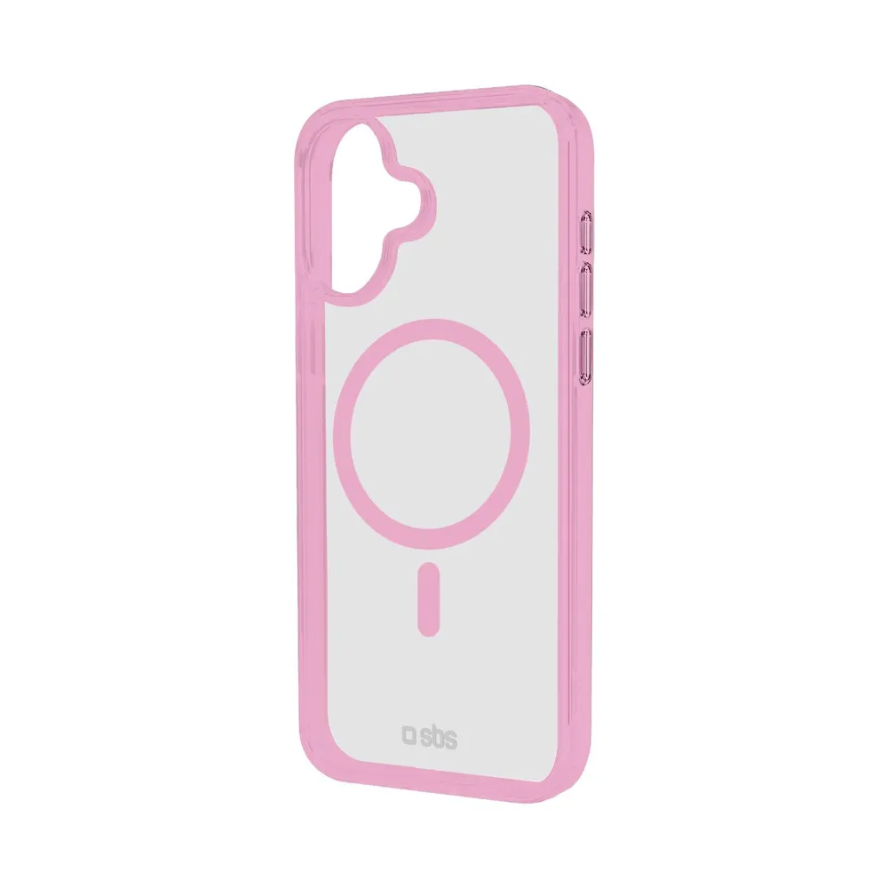 Case für iPhone 16 Plus mit farbigen Rändern, kompatibel mit MagSafe Aufladung, Rosa