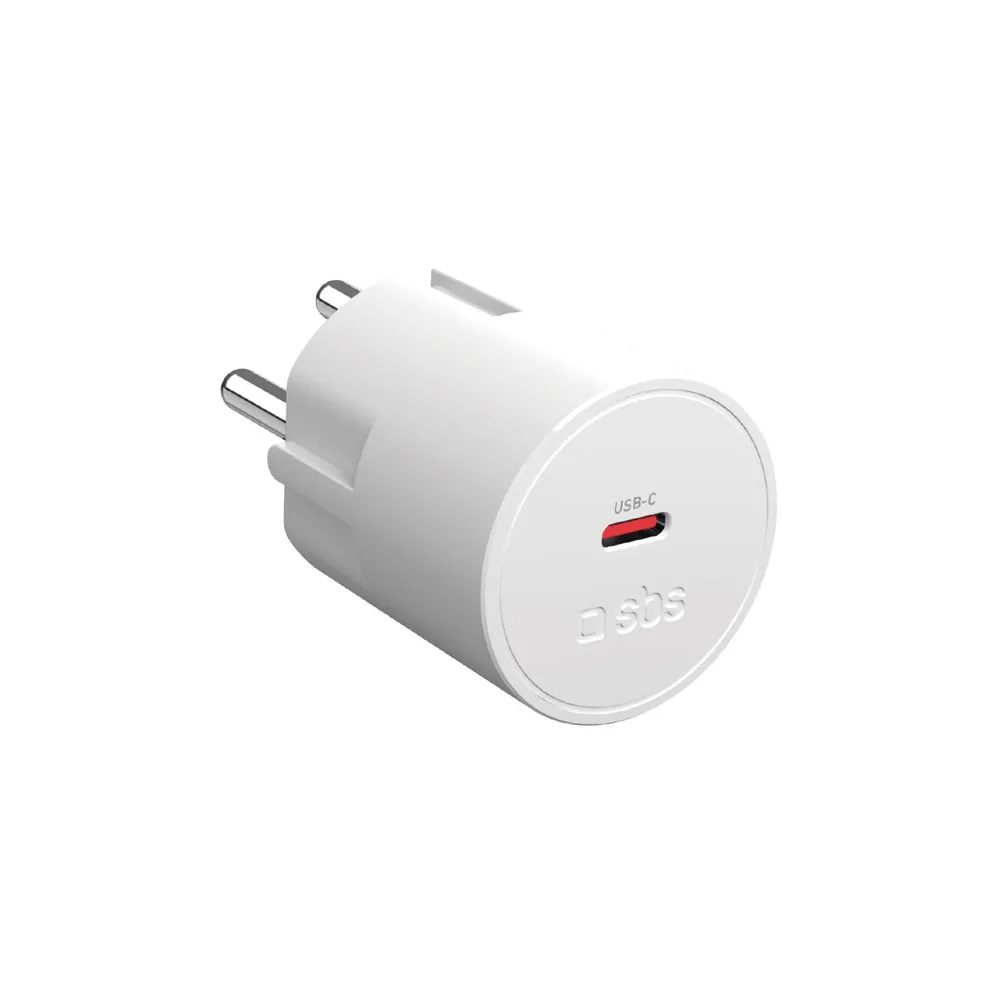 Ladegerät mit Schuko-Stecker und USB-C 20W PD Anschluss, Weiß Ladegeräte