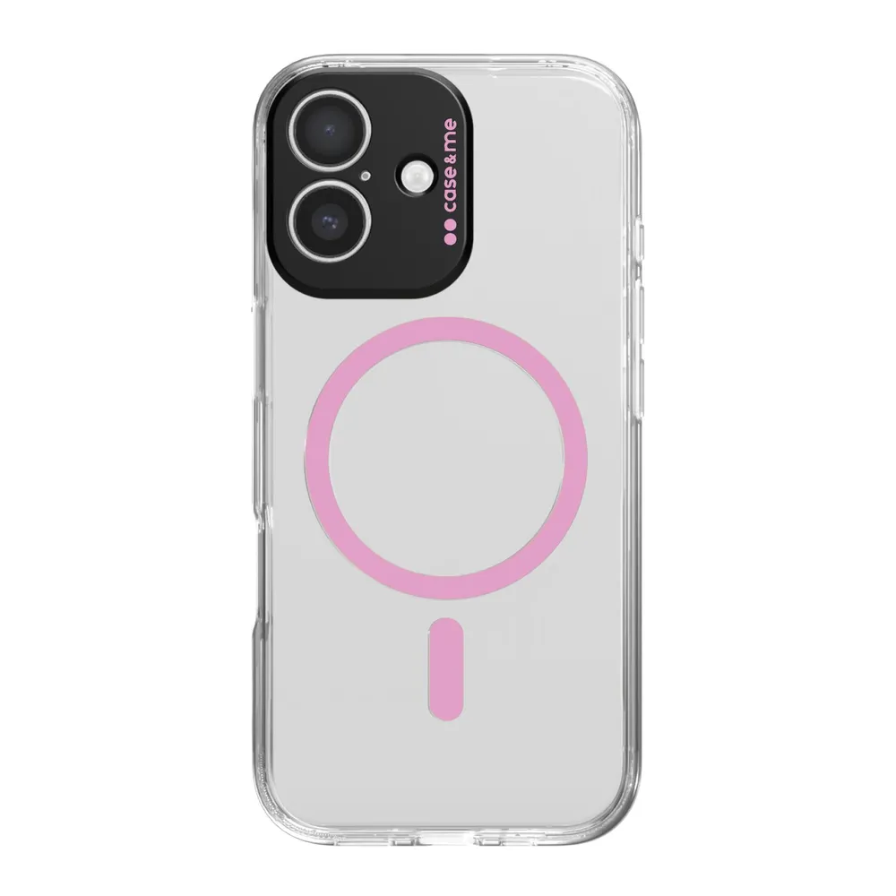Transparente Hülle, kompatibel mit MagSafe-Aufladung für iPhone 17, Rosa