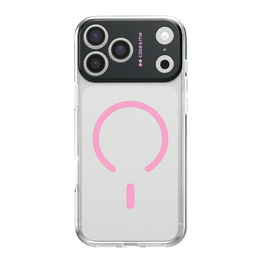Transparente Hülle, kompatibel mit MagSafe-Aufladung für iPhone 17 Pro Max, Rosa