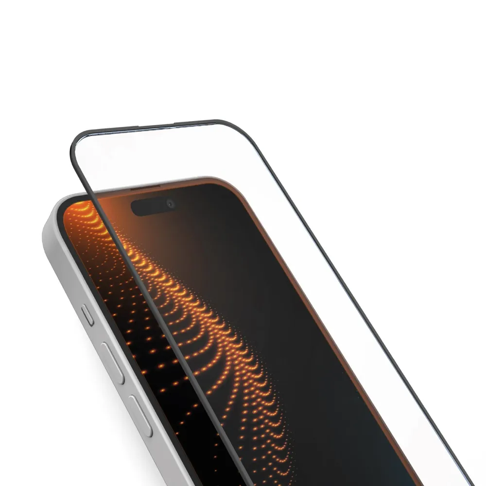 Ultra-widerstandsfähiges Schutzglas für iPhone 16 Plus/15 Plus mit D3O-Technologie und Applikator, Schwarz