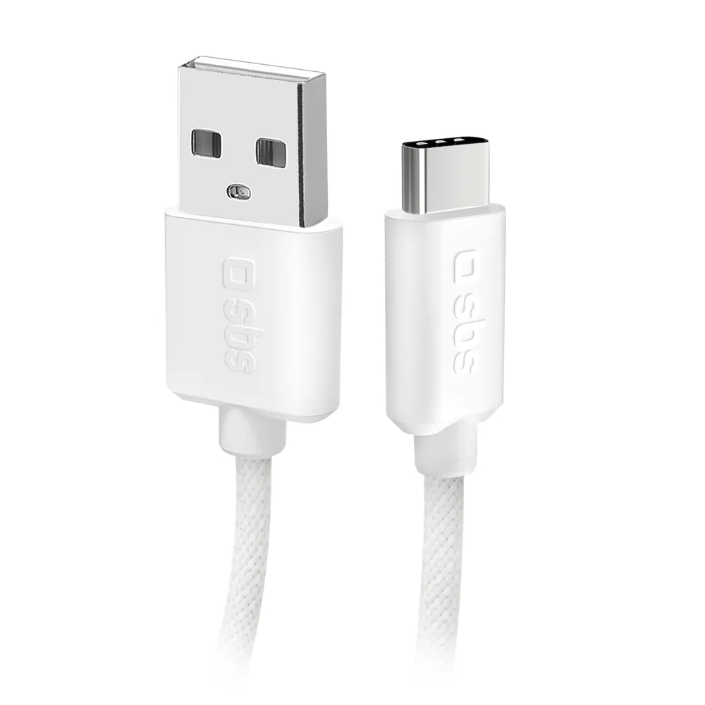 USB-A - USB-C-Textilkabel mit Kabelhalter, 1,5 Meter Grau