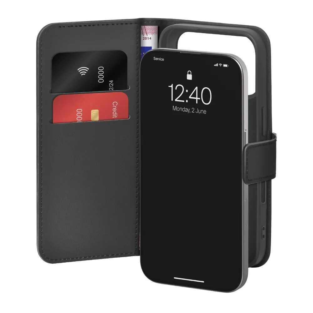 Wallet Stand Case für iPhone 17 Pro Max, Schwarz