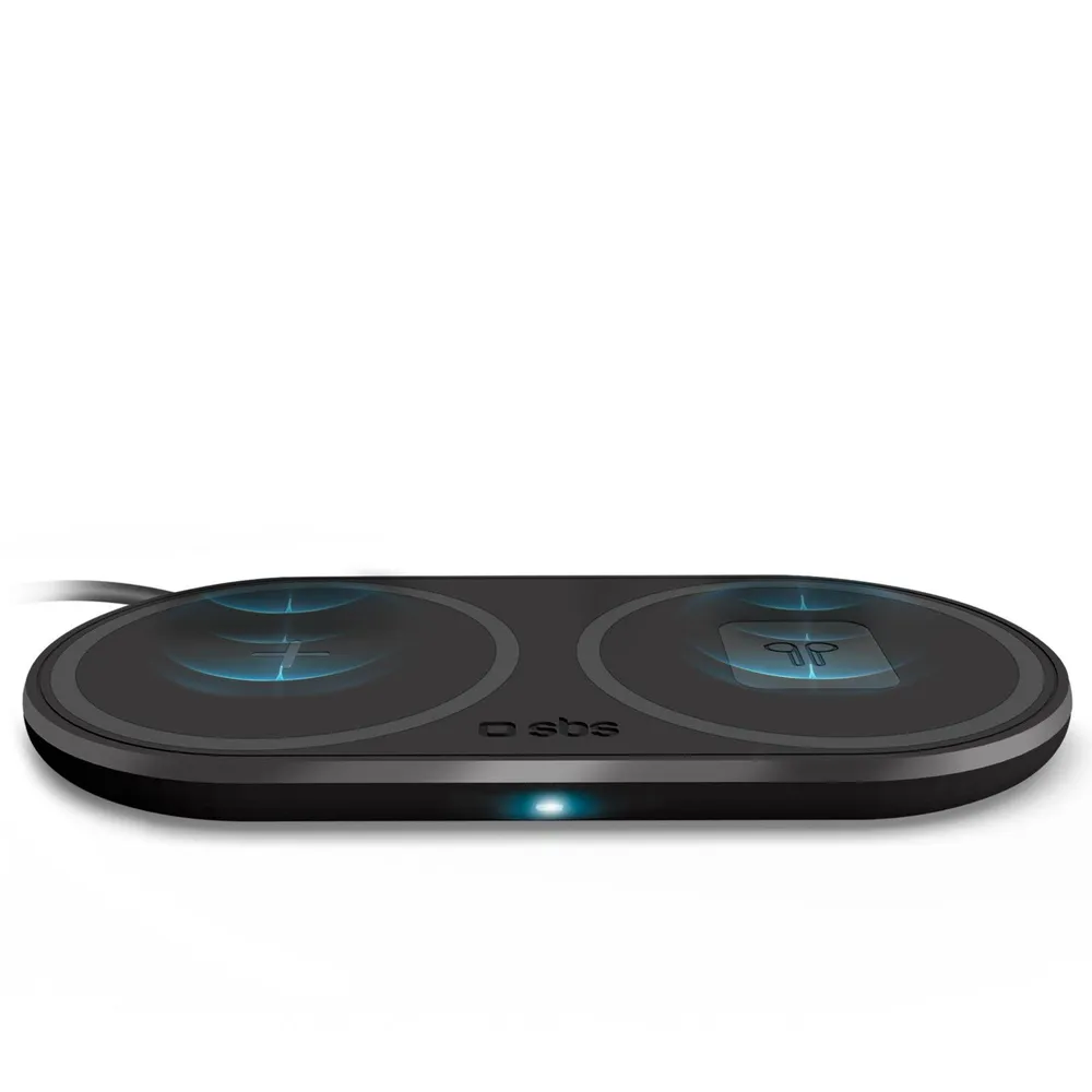 Wireless Ladestation 10W+10W, Qi-Ladegerät, Schwarz