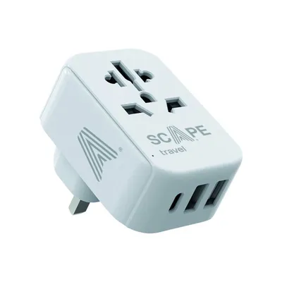 Scape Travel 830C Kompakter USB-A auf USB-C Multi-Outlet UK Universal-Reiseadapter