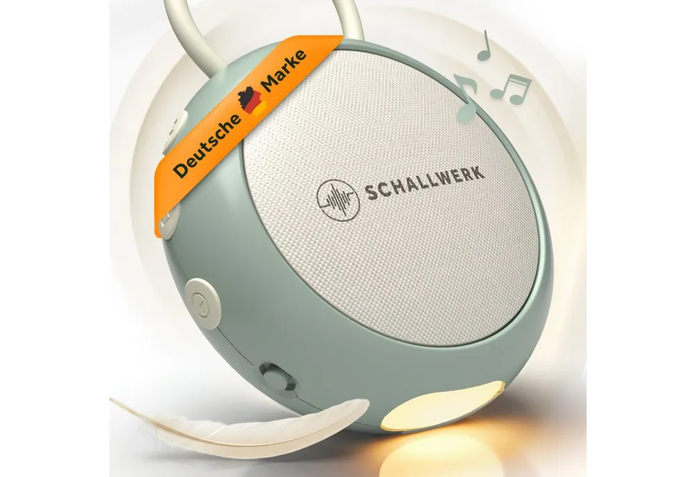Schallwerk Einschlafhilfe White Noise Machine Babys und Erwachsene Einschlaf- und Durchschlafhilfe (tragbar, Nachtlicht, lange Akku Laufzeit, Timer, Schlaufe)
