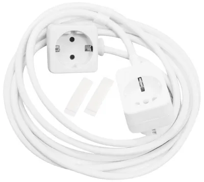 SCHELLENBERG 3 m mit Zusatzsteckdose Verlängerungskabel, Typ F (Schuko), (3 cm), geeignet für gewöhnliche Steckdosen im Innenbereich, weiß