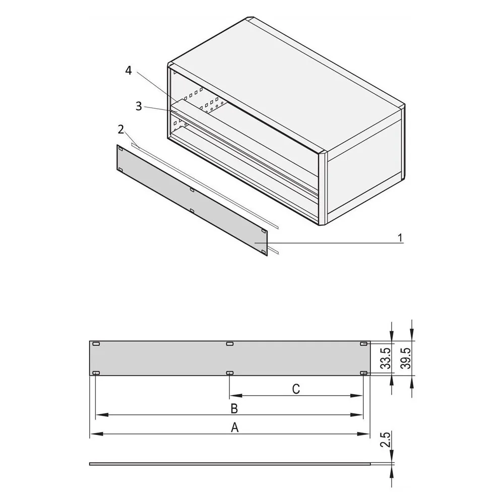 Schroff Frontplatten ungeschirmt - TEILFRONTPLATTE 1HE 84TE