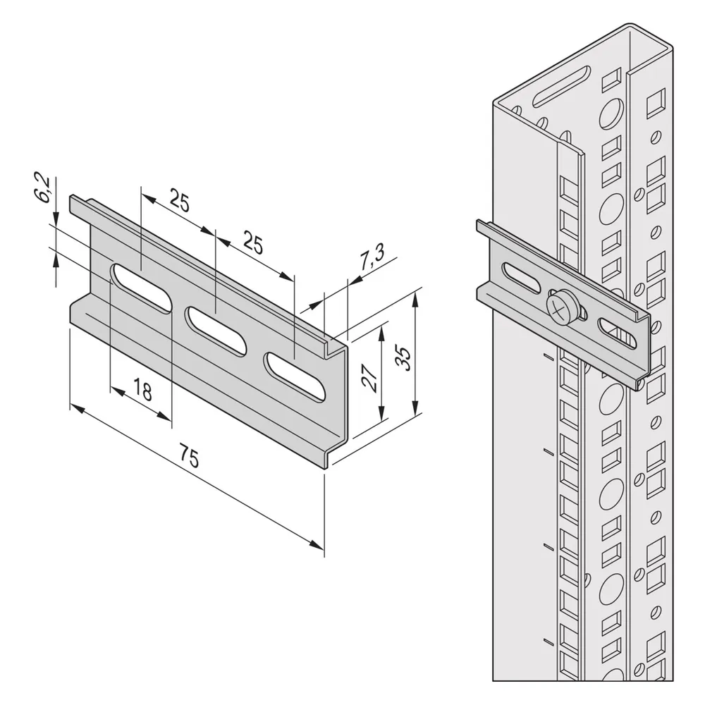 Schroff DIN-Schiene (EN 50022) - NTS MONT.F.THERMO/HYGROSTAT