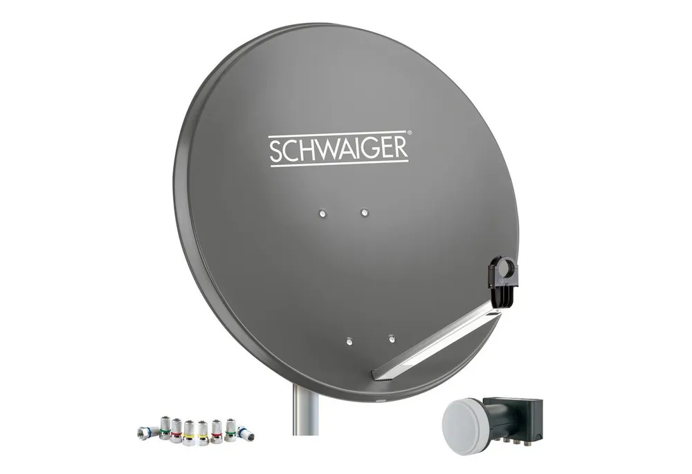 Schwaiger 714517 SAT-Antenne (75 cm, Stahl, Quad LNB, anthrazit)