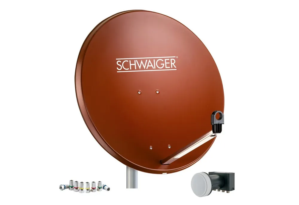 Schwaiger 714524 SAT-Antenne (75 cm, Stahl, Quad LNB, ziegelrot)