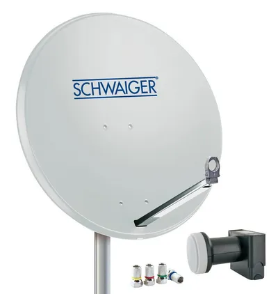 Schwaiger 714531 SAT-Antenne (80 cm, Aluminium, Quad LNB, hellgrau)