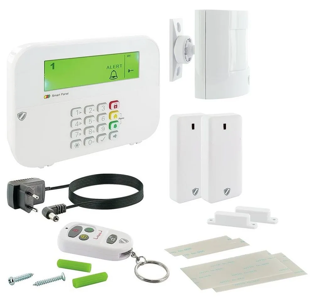 Schwaiger Funk Alarm System Green Guard Alarmanlage (für Haus, Sirene, Fernbedienung, Einbruchschutz)