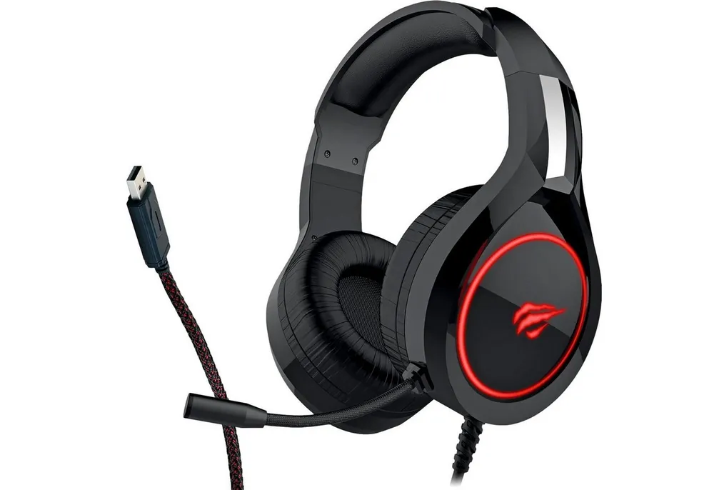 Schwaiger Gaming USB Over-Ear Headset GH50 Stereo Schwarz Gaming-Headset (Mikrofon, PC Gamer Kophörer LED Licht Stereo Mikrofon Mikro Kopfbügel 2,2m Kabel)