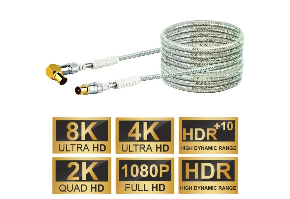 Schwaiger HQ 10m Antennen-Kabel 110db Koaxial-Kabel IEC Video-Kabel, Koaxial, Koaxial (1000 cm), Koax-Kabel Full HD TV 8K 4K UHD HD+ HDR 110 db Ferrit-Filter