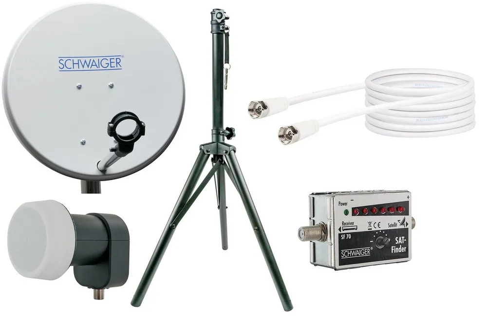 Schwaiger SATSET440 SAT-Antenne (42 cm, Stahl, Single LNB, hellgrau)
