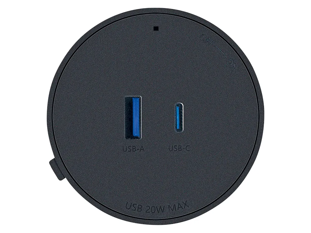 SCHWAIGER Steckdose für Stromschiene, USB-C, USB-A, Ein/Aus, schwarz